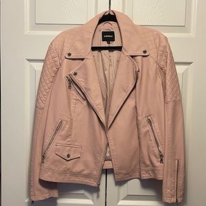 Express Pink Vegan Quilted Moto Jacket